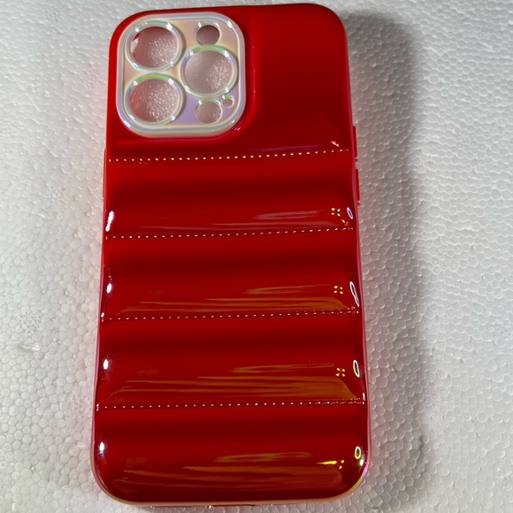 Red iPhone 13 PRO MAX Metallic Ombre Iridescent Pearlized BUBBLE Puffer Case - Picture 4 of 15